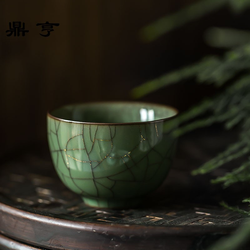 鼎亨 传世哥窑主人杯 金丝铁线纯手工功夫茶具茶盏仿宋品茗杯单杯