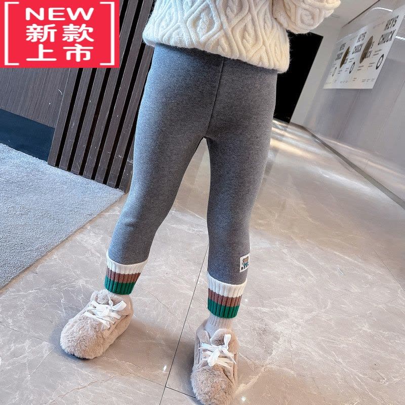 可莉允女童打底裤加绒秋冬外穿宝宝冬季加厚儿童一体绒冬装裤子保暖保暖裤图片