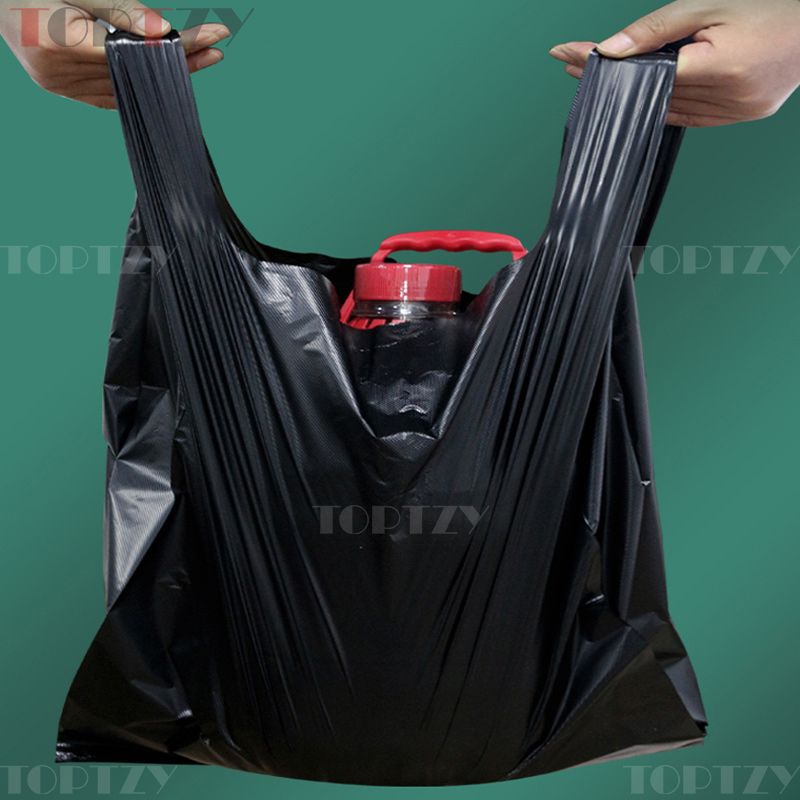 toptzy TZ5071221 垃圾袋家用手提式黑色袋子背心式垃圾袋 70*80cm 50只装高清大图