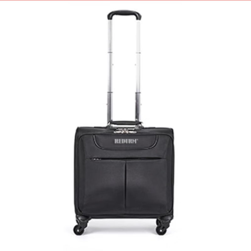 瑞德姆(REDURM)行李箱小型旅行箱万向轮登机拉杆箱男女密码箱 黑色 拉链 -18英寸