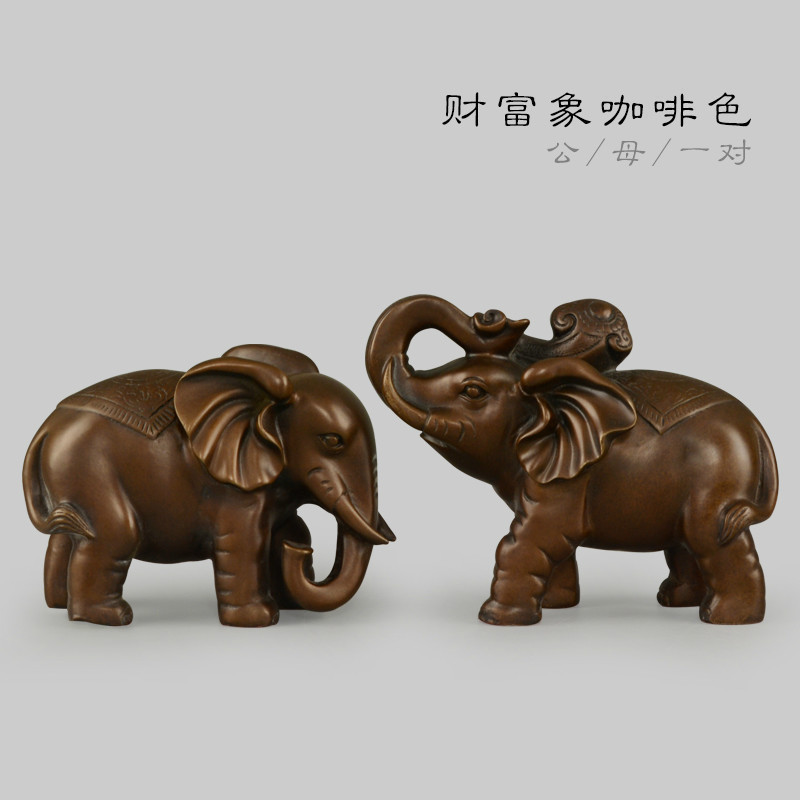 美帮汇铜大象摆件象一对吸水象客厅装饰品大号 10号新款财富象卷鼻高清大图
