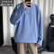 SUNTEK黑暗系男装痞风男装长袖t恤男宽松慵懒风白t桖圆领体恤打底衫T恤