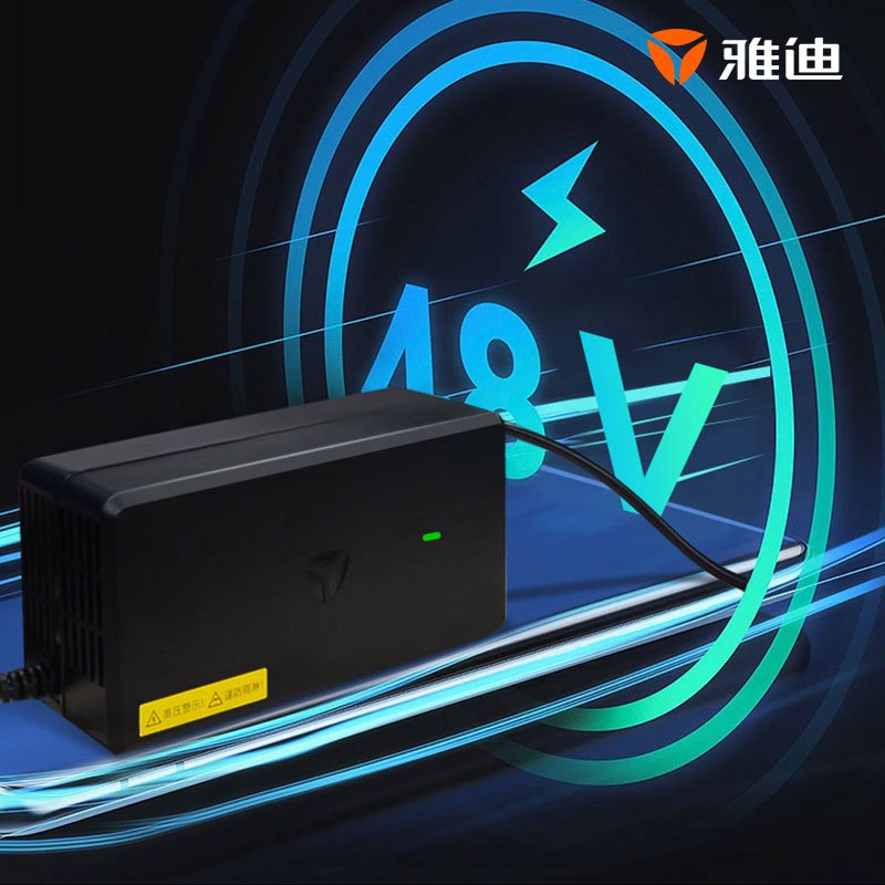 雅迪电动车原装锂电充电器48V3A国标两插锂电电瓶车充满自停