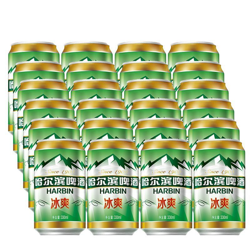 harbinbeer哈尔滨啤酒清爽330ml4组6听塑膜包装