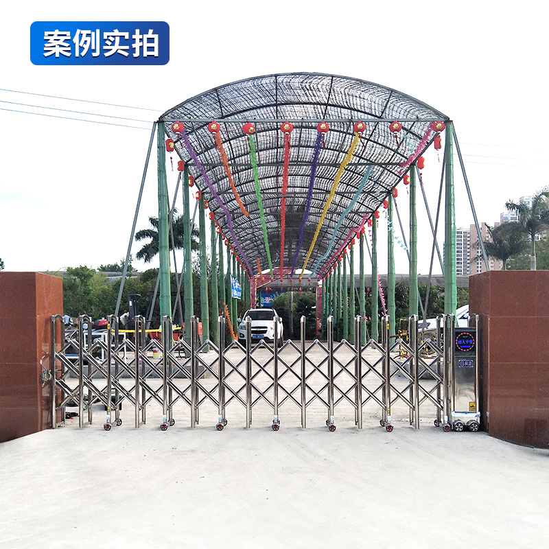 启功电动不锈钢伸缩门企业单位学校电动自动推拉大门每米高清大图