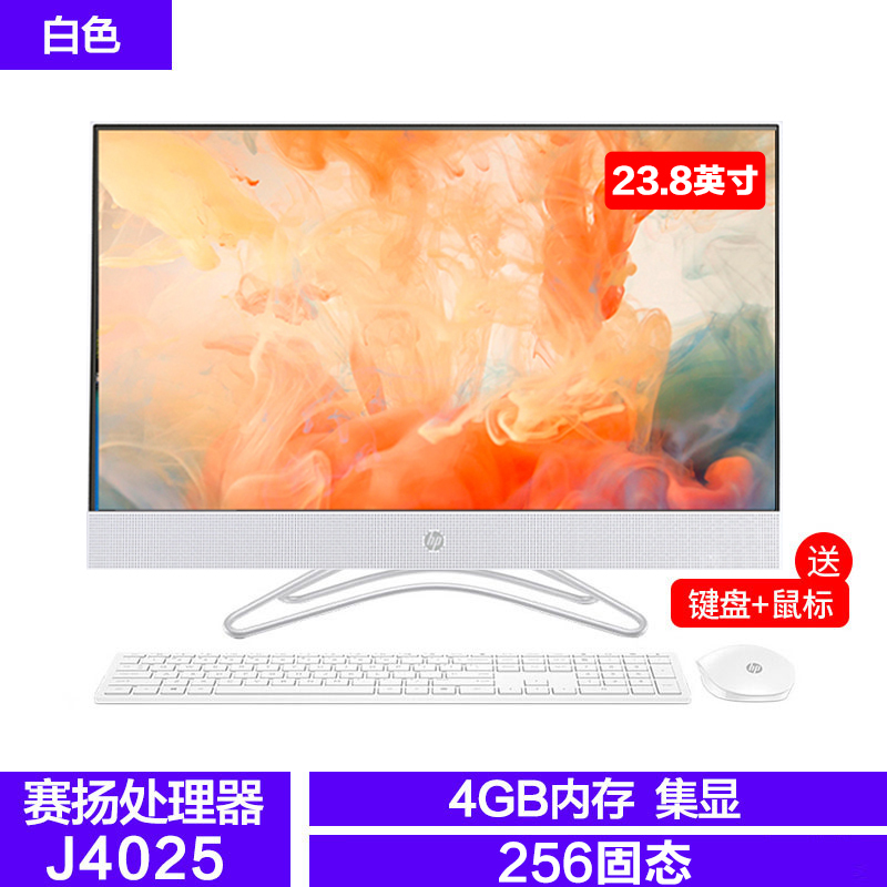 惠普HP小欧高清一体机电脑23.8英寸因特尔双核4G内存256G固态集成显卡无线蓝牙三年上门IPS高色域