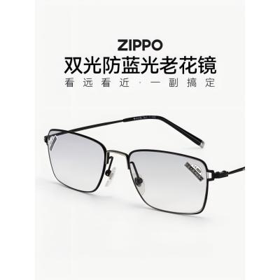ZIPPO美国远近智能两用双光老花镜进口镜片高清防蓝光8132男黑色度数100-300可选