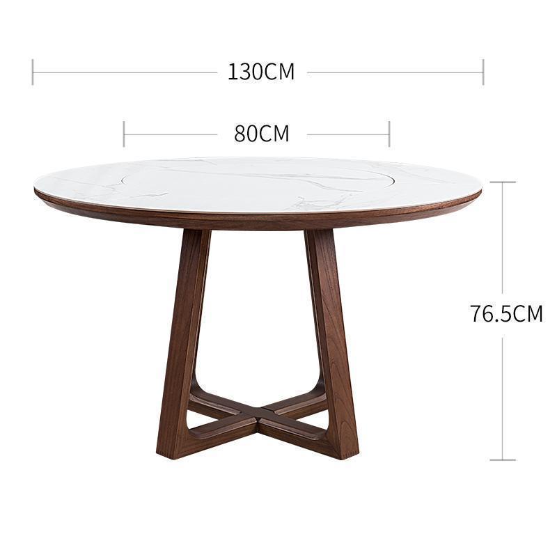 森美人【新】现代简约圆形可旋转餐桌椅组合家用客厅家具PT007 15天内发货圆形可旋转餐桌椅一桌六椅框架结构