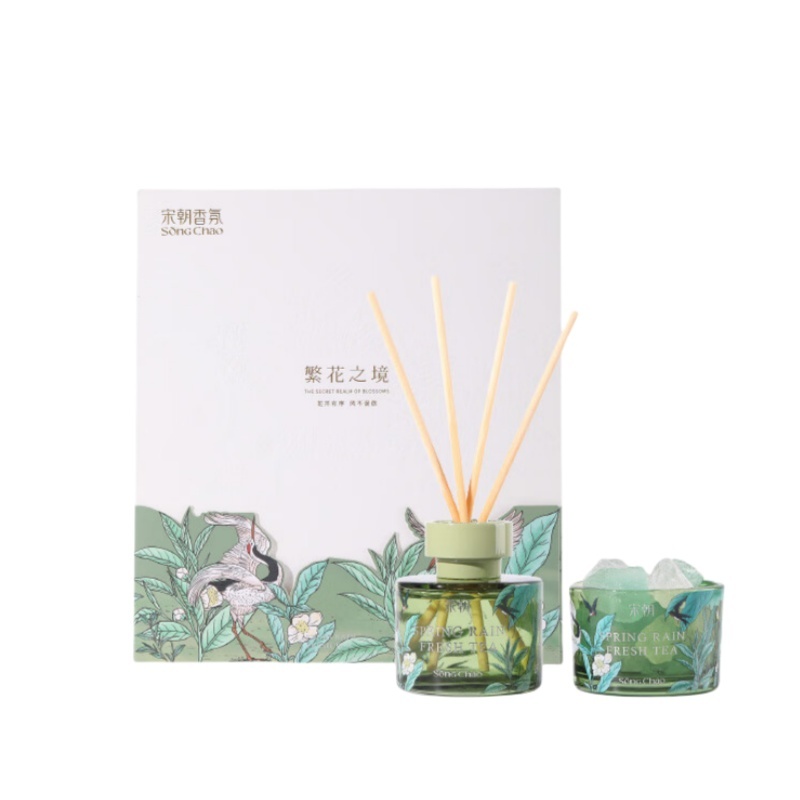 宋朝312-SC繁花之境扩香石礼盒系列-2繁花之境香薰+扩香石礼盒-春雨清茶