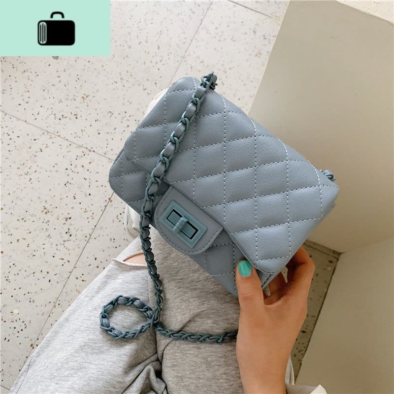 菱格绣线小包包洋气女包2020流行新款潮网红斜挎包时尚链条小方包NEW LAKE女斜挎包图片