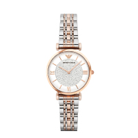阿玛尼(EmporioArmani)满天星手表 钢制表带 圆形镶钻女士石英表轻奢时尚手表 AR1926