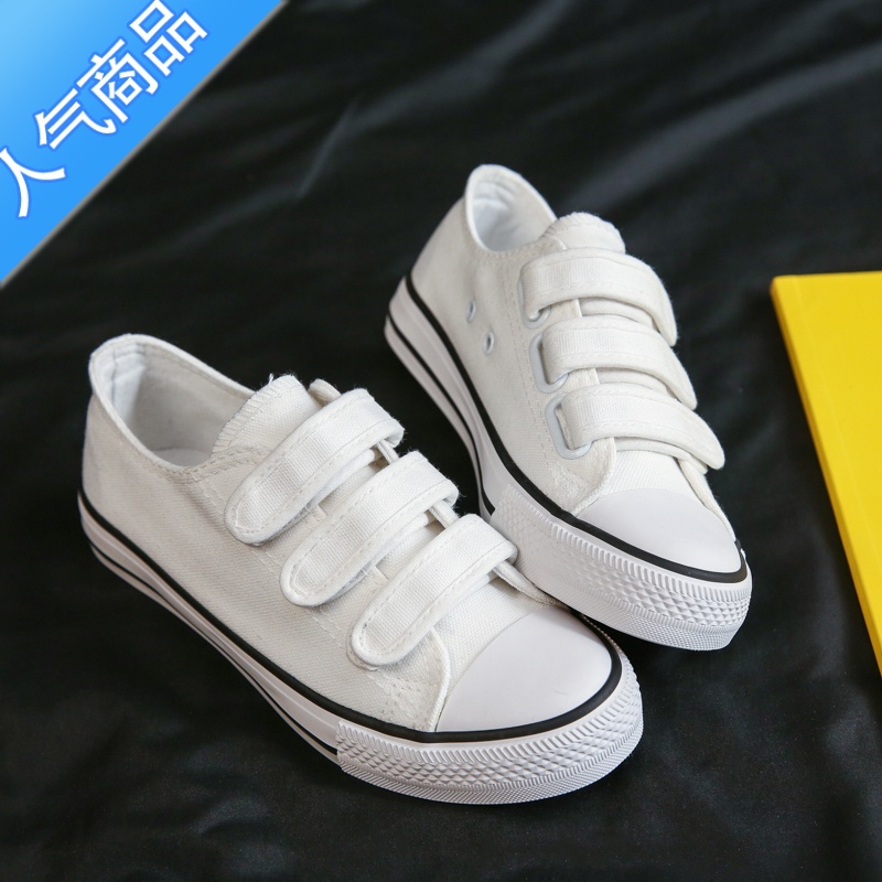 SUNTEK2023夏季新款魔术贴帆布鞋女学生韩版ulzzang布鞋子百搭小白鞋0高清大图