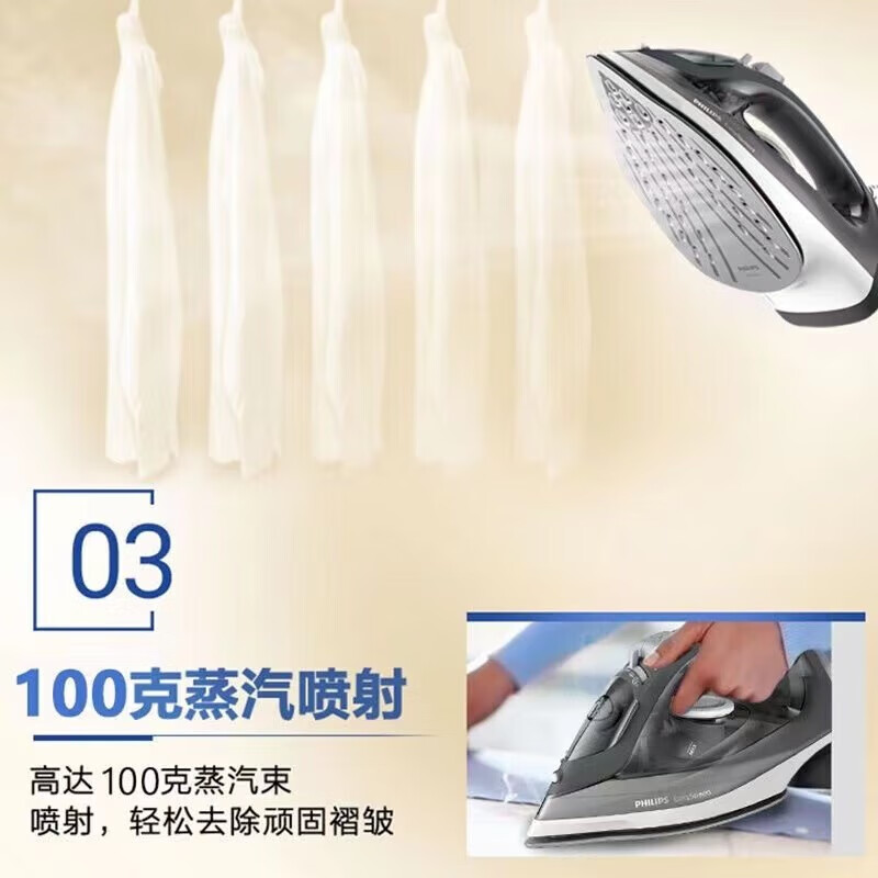 飞利浦(PHILIPS) 蒸汽电熨斗 家用 防滴漏 大功率 手持式平熨便携式 GC1758高清大图
