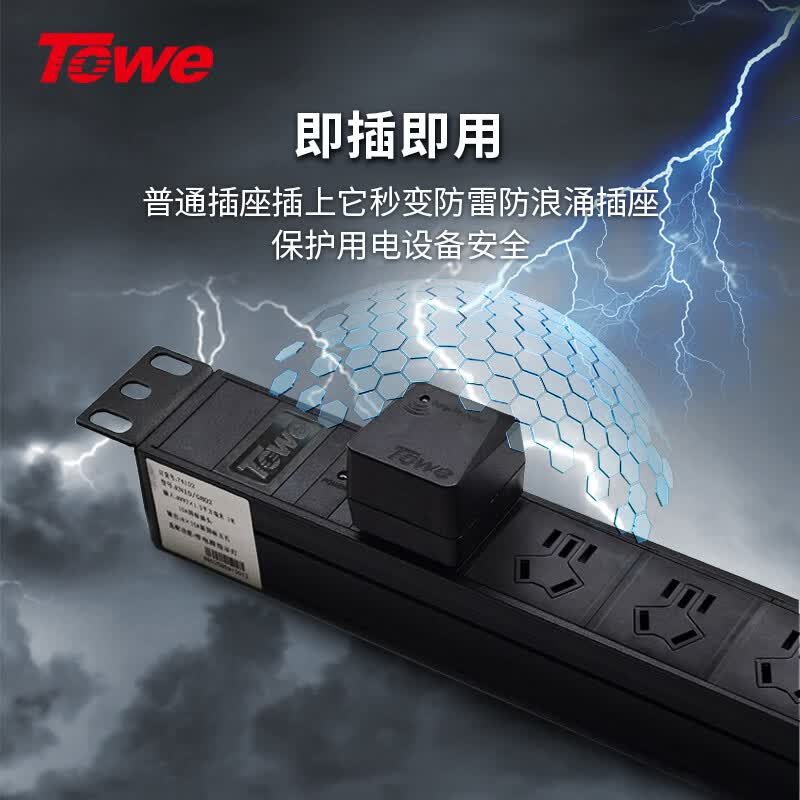 TOWE同为(TOWE)防雷防浪涌插头电源转换器插座防雷器保护开关AP-1010S高清大图