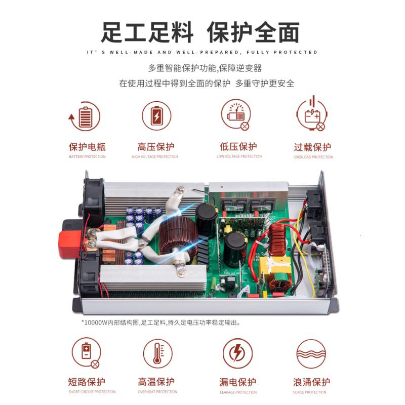 [补贴10%]大功率车载纯正弦波逆变器货车12v24v电瓶电动车48v60v转220v电源高清大图