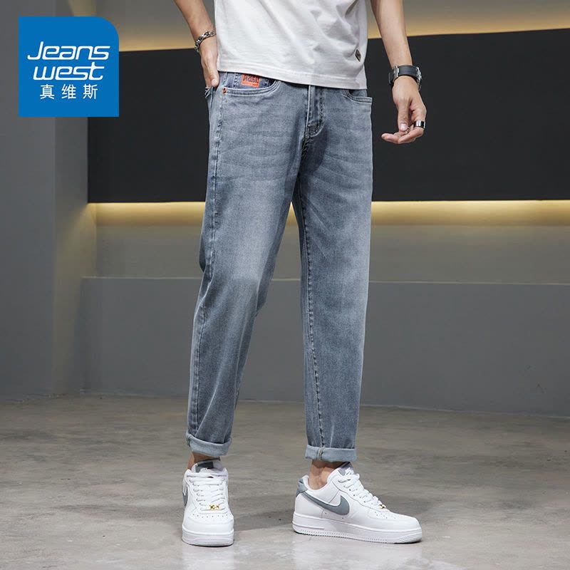 真维斯春夏薄款牛仔裤宽松直筒长裤休闲复古潮牌2022新款男士裤子图片
