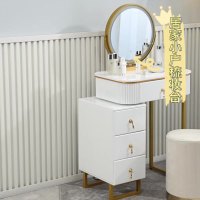 洛港 轻奢岩板梳妆台床头收纳柜一体女卧室现代简约化妆桌小户型多功能