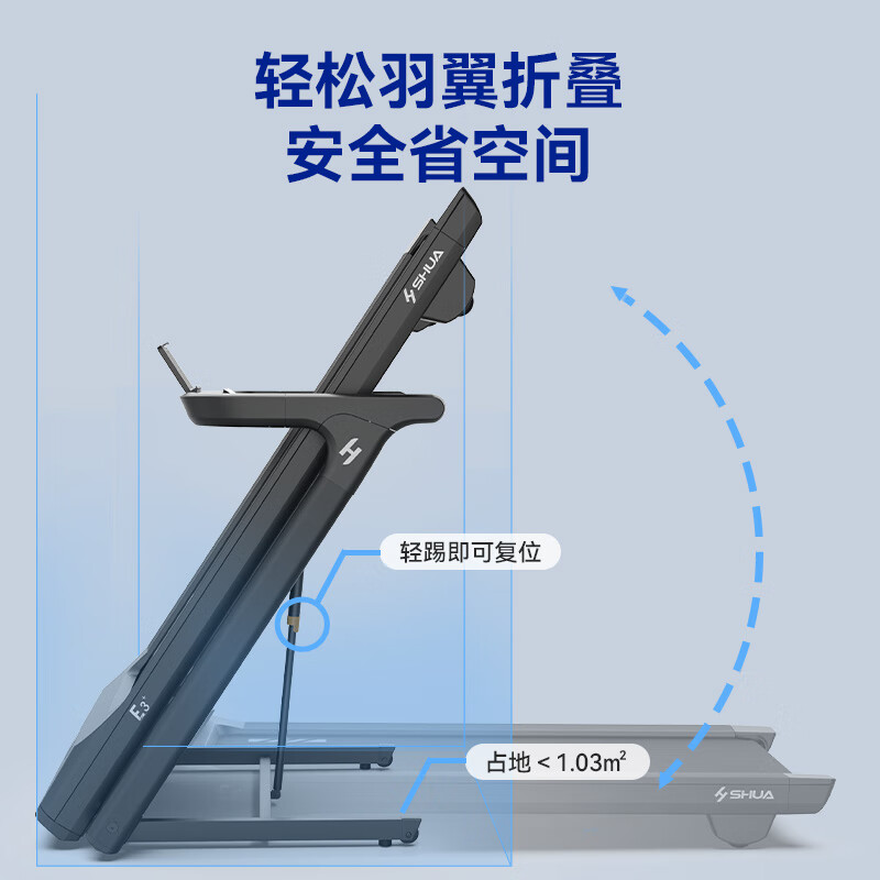 舒华跑步机全新E3+家用款健身器材多功能折叠减震AI智控Apollo减震小型家用走步机T350Y高清大图