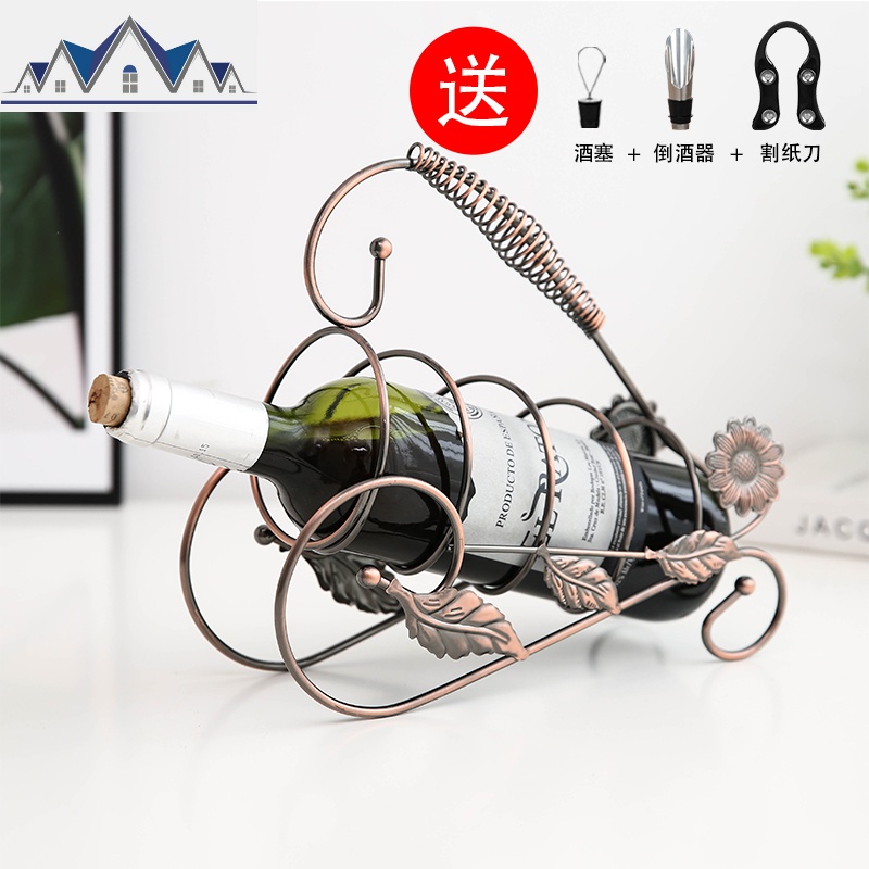 欧式红酒架家用葡萄酒架摆件红酒杯架倒挂个性创意高脚杯架酒瓶架 三维工匠收纳层架高清大图