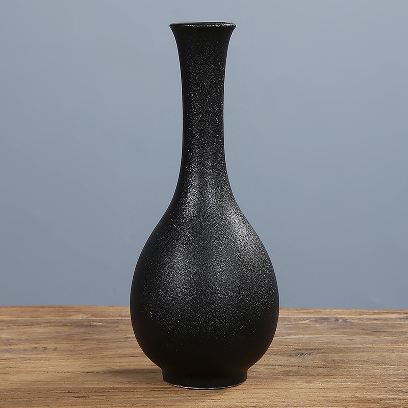 苏宁放心购陶瓷黑色复古小花瓶花插黑陶净瓶梅瓶胆瓶古典简约中国风