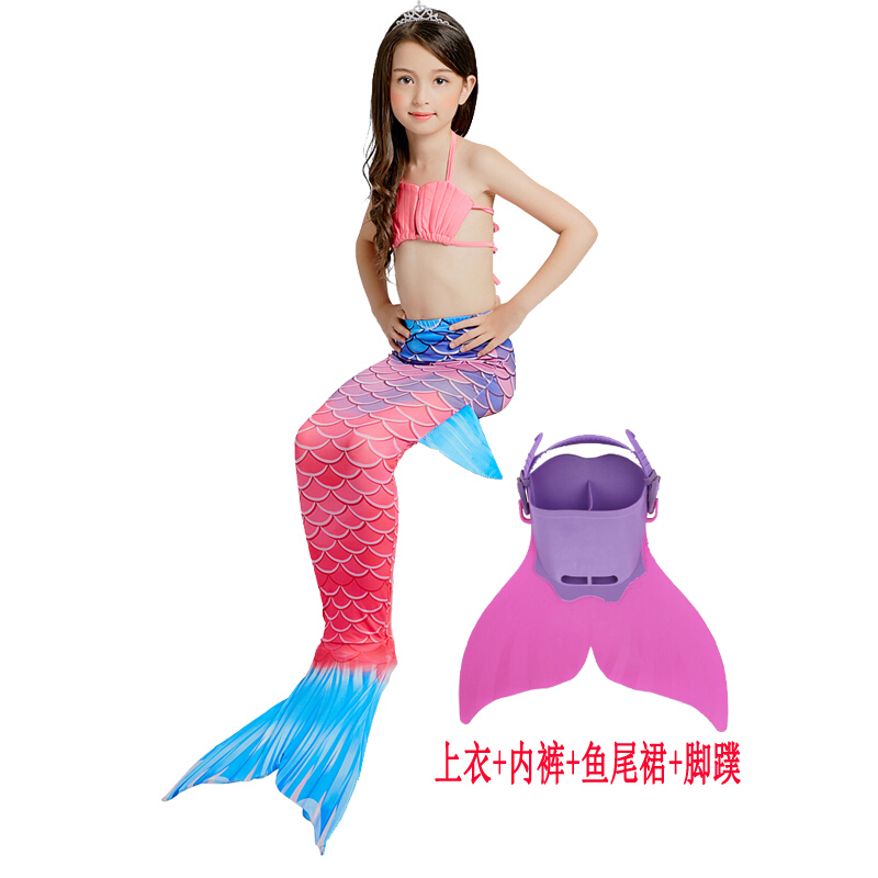 美人尾巴儿童公主脚蹼温泉套装服装女童比基尼宝宝游泳衣