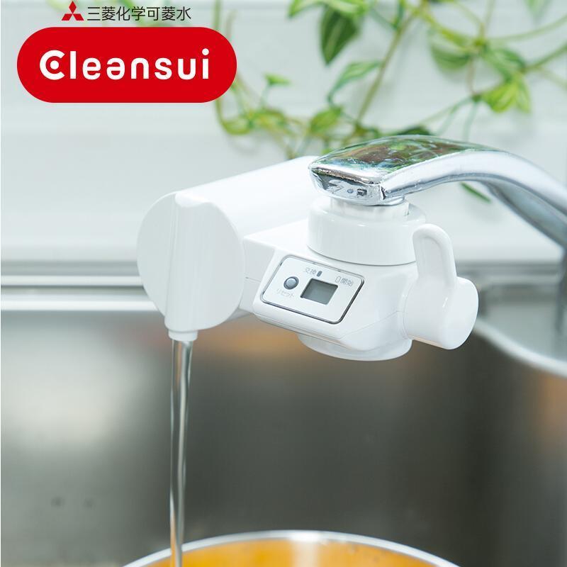 日本三菱 可菱水(CLEANSUI)龙头净水器CB073台上式厨房家用净水龙头过滤器直饮机液晶显示日本原装进口
