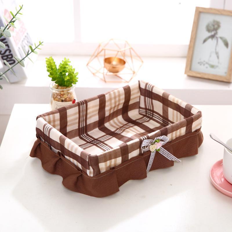 家柏饰(CORATED)布艺收纳筐收纳篮桌面收纳盒杂物筐藤编零食化妆品收纳筐置物篮 幸福格深咖小号