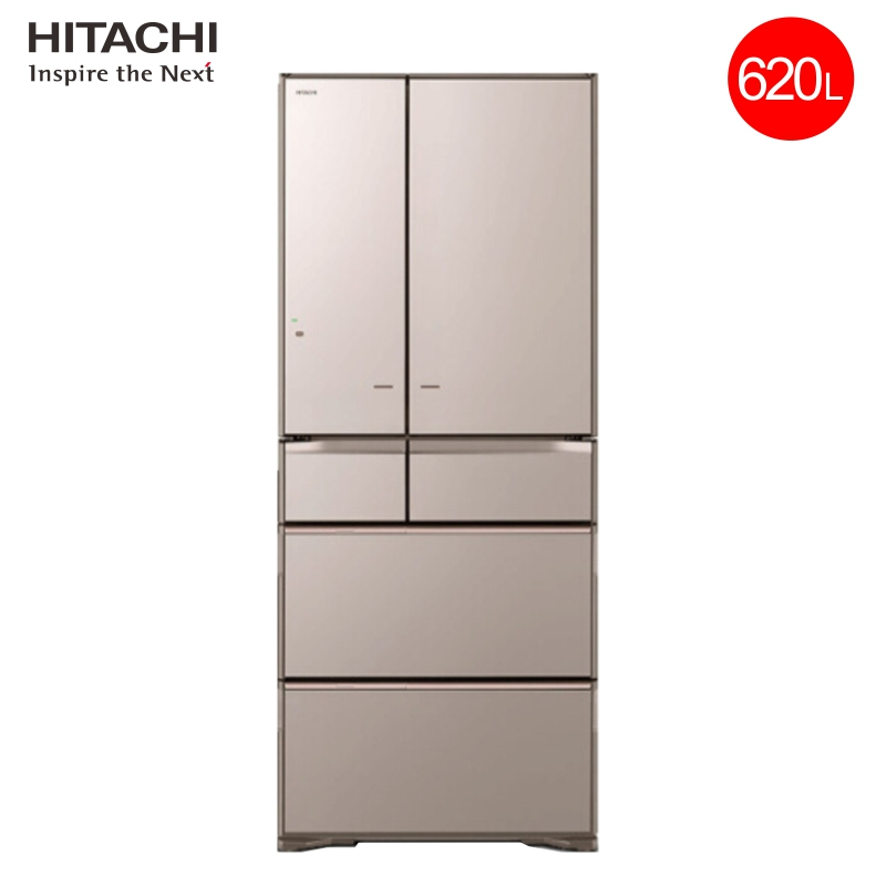 日立(HITACHI) 620升多门风冷变频冰箱触控电动抽屉铂金触媒真空休眠保鲜R-G650G1C水晶雅金 日本原装进口
