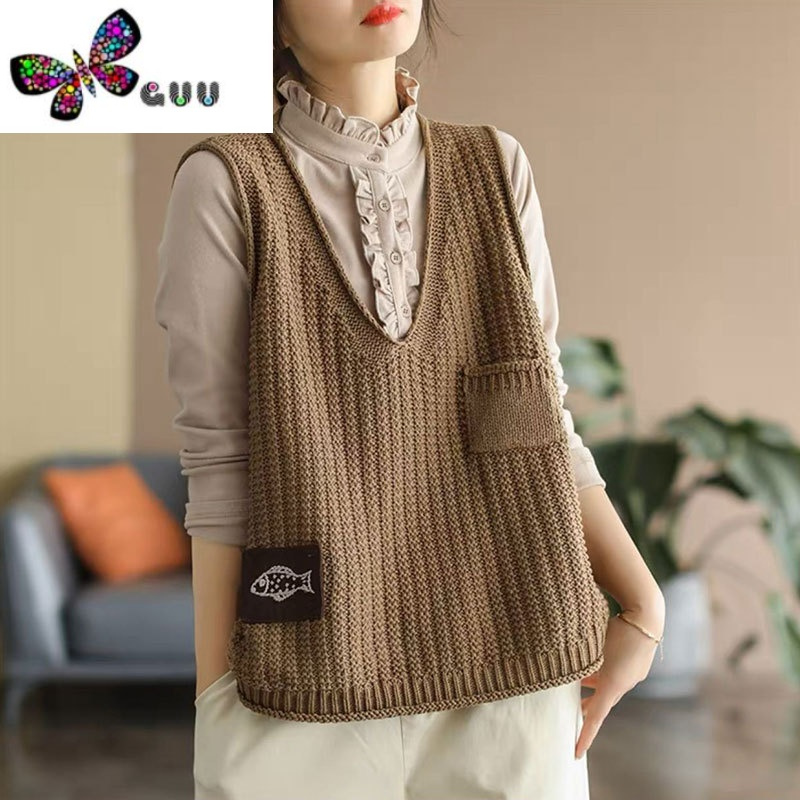 语娄女士马甲针织背心女秋装2023年新小香风毛衣外搭洋气短款马夹