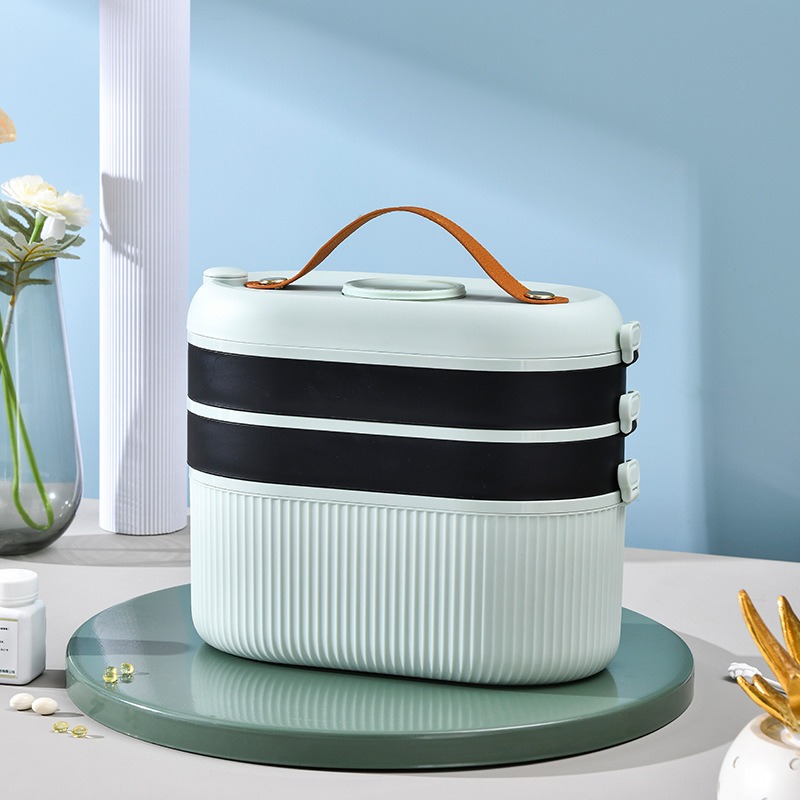 华普思361度旋转大容量家用药箱分层应急医疗收纳盒家庭常规药品收纳箱薄荷绿30.5*14.5*24.5CM(360旋转)