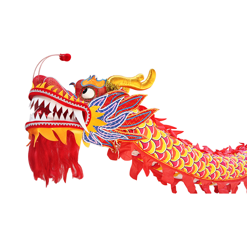 风雷缘wl15节红色舞龙舞狮道具龙头龙珠舞龙服装红龙绸布龙牛津烫金龙