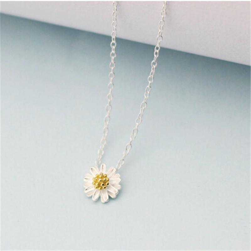 S925银饰品坠 小雏菊花 锁骨项链 日韩清新甜美系送女朋友七夕情人节礼物