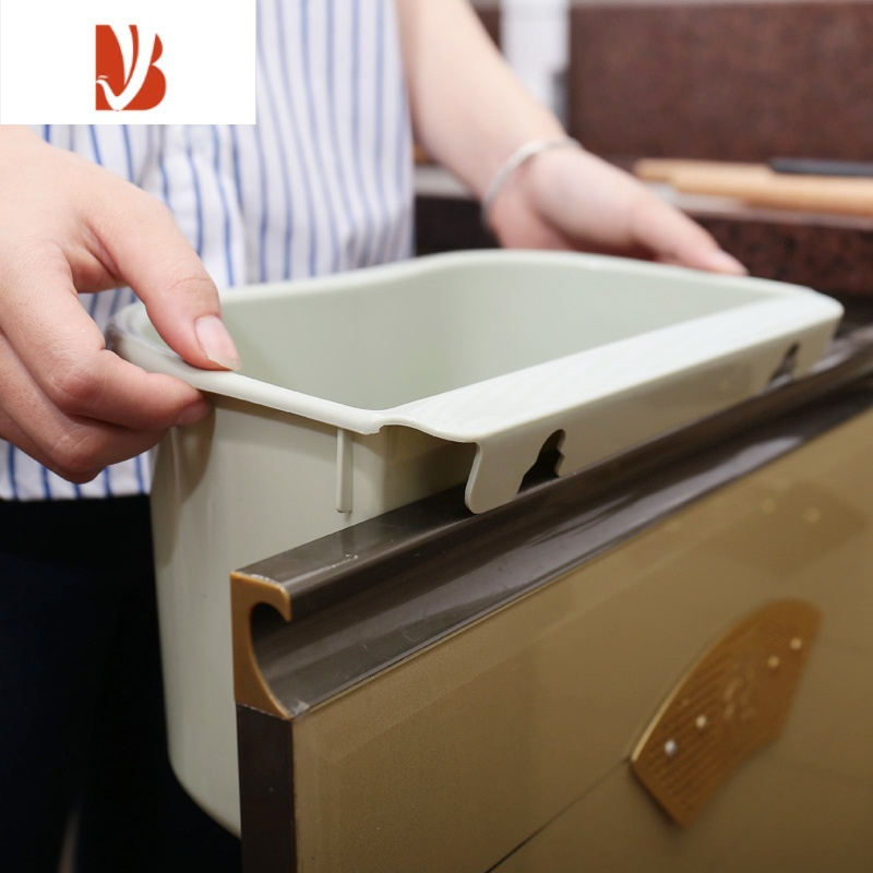 三维工匠厨房橱柜门挂式垃圾桶创意家用挂架大号加厚桌面可爱收纳盒塑料桶