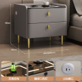 布欧格实木智能床头柜家用 【智能款】浅灰色+无线充+三色灯+USB 45x40x48cm