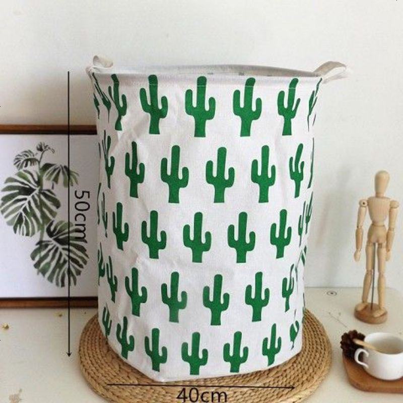 收纳筐脏衣桶篮衣架厕所脏衣搂框桶收衣服大号衣服篓超大家用赃衣 翠绿色 北欧仙人掌40*50