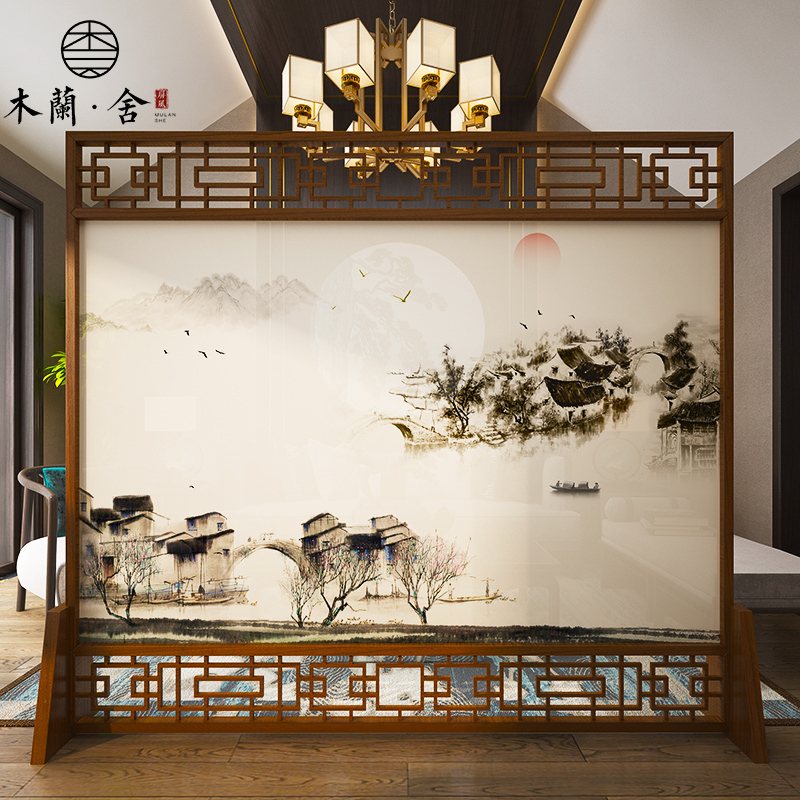 定制屏风隔断墙装饰客厅卧室办公室酒店中式实木入户玄关座屏 200*180左右镂空胡桃木（推荐）整装