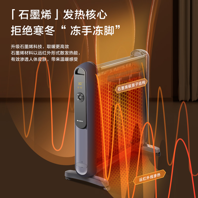 格力(GREE) 取暖器家用节能省电暖气遥控取暖气加湿无光防烫电热膜速热电暖器 石墨烯速热NDYM-X7021B高清大图