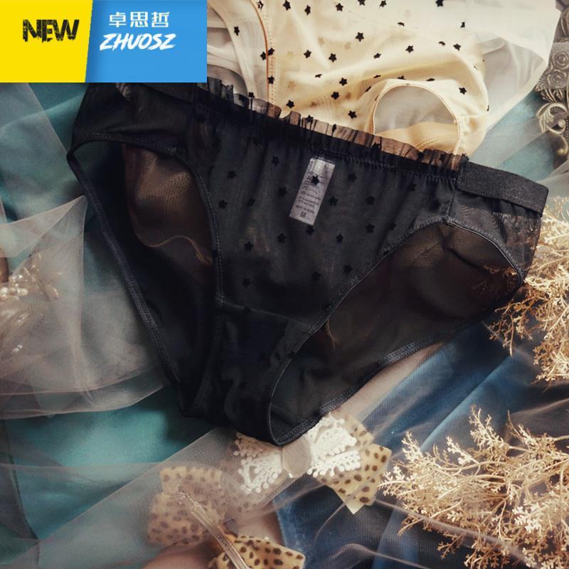性感内裤女日系甜美星星莓网纱透明少女低腰包臀蕾丝三角裤卓思哲