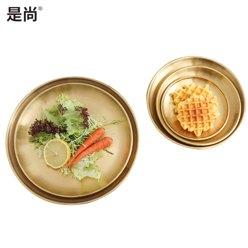 是尚 不锈钢圆盘子 厚平盘 菜碟