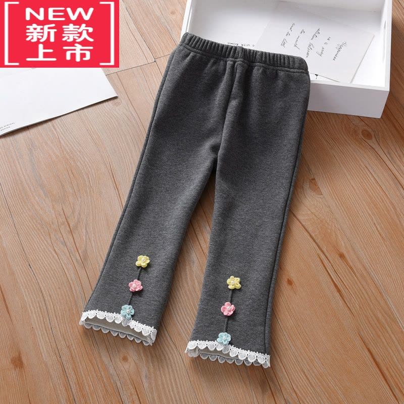可莉允女童加绒裤子秋冬宝宝洋气保暖一体绒打底裤小女孩外穿百搭喇叭裤保暖裤图片