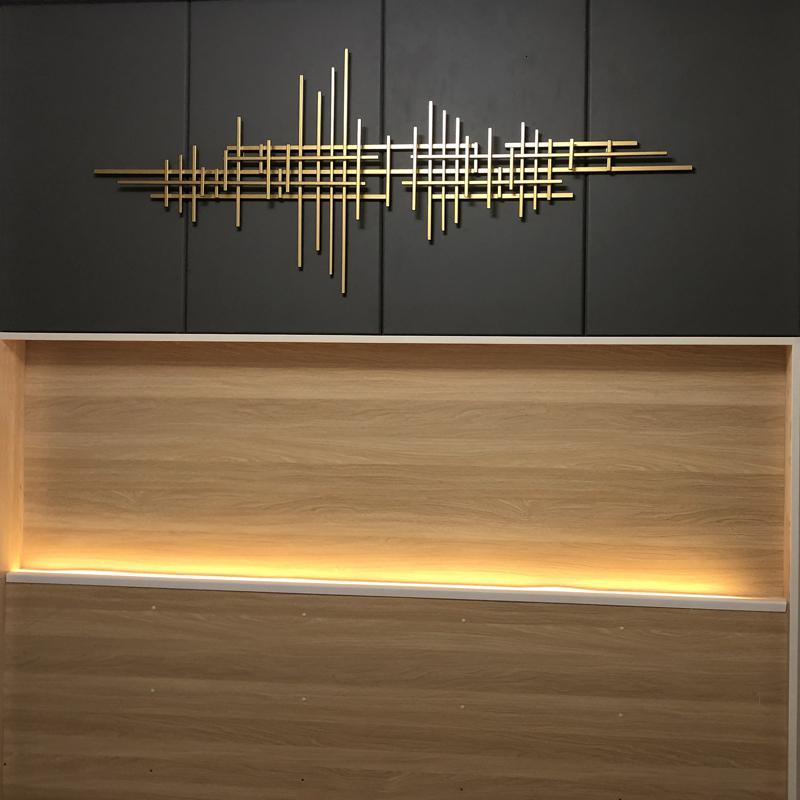 欧式轻奢金属壁饰展厅玄关餐厅床头电视沙发背景墙面装饰立体挂饰 三维工匠 120*50cm金色