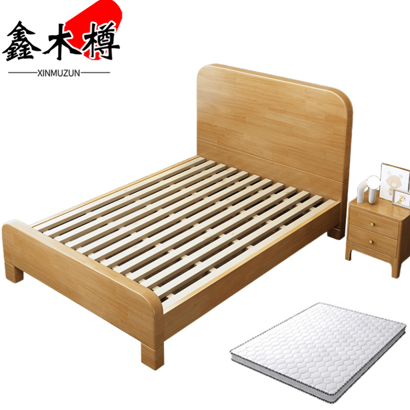 鑫木樽床+床垫+床头柜1200mm套高清大图