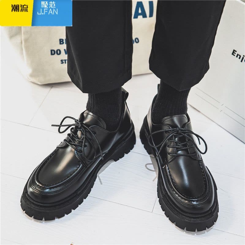 聚范春季新款皮鞋男休闲正装商务黑色男鞋英伦大头百搭透气温州小皮鞋图片