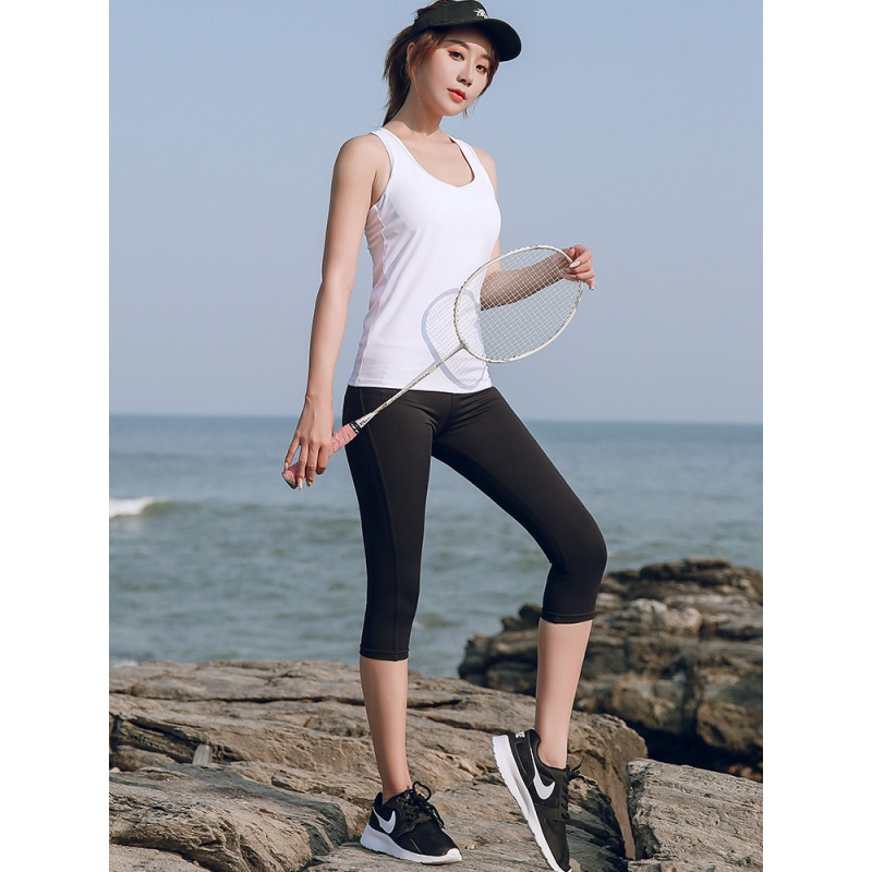 champion捍卫冠军大码瑜伽服女夏健身房带胸垫速干衣胖mm晨跑装运动套