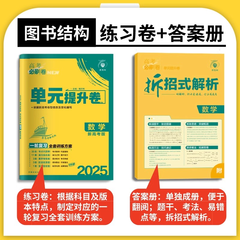 物理 江苏专用版 全国通用 [正版]2025理想树 高考必刷卷.单元提升卷.语文数学英语物理化学生物政治历史地理 高中一高清大图