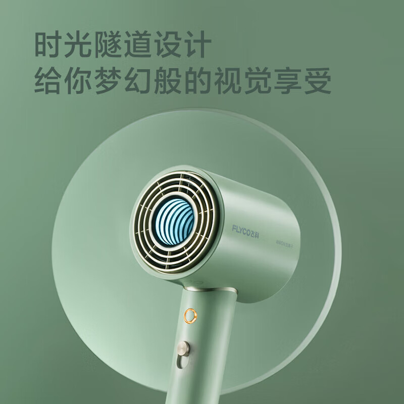 飞科(FLYCO)电吹风机 柔风负离子恒温护发家用宿舍用冷热大风量快速干发低噪音吹风筒礼物送女友FH6310绿