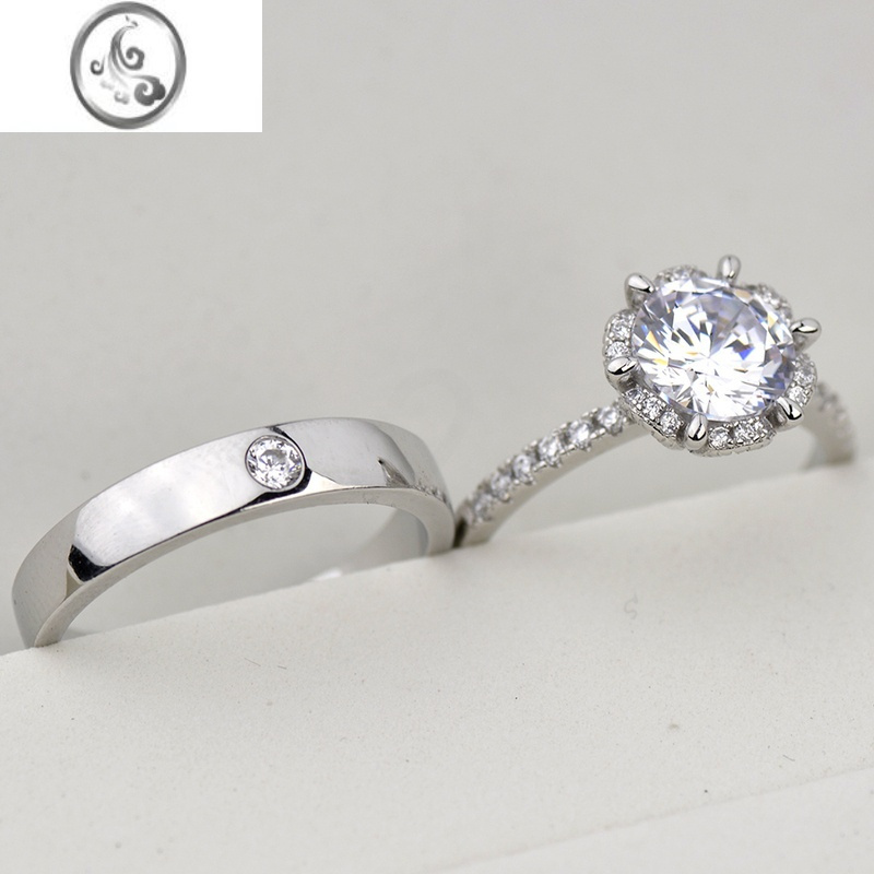 jimi雪花六爪25克拉仿真钻戒男款活口可调节求婚结婚情侣戒指对戒女