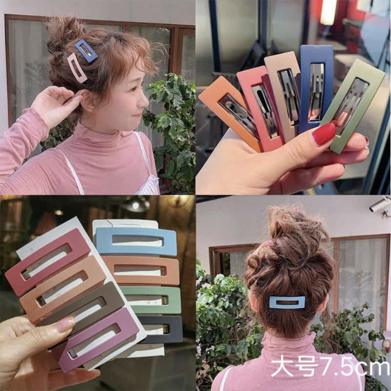 [6-12个装]ins风甜美发夹BB夹韩版学生可爱彩色方形刘海夹子头饰少女心发卡