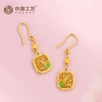 [七夕精选]足金999古法珐琅花枝俏系列竹子套链 耳饰