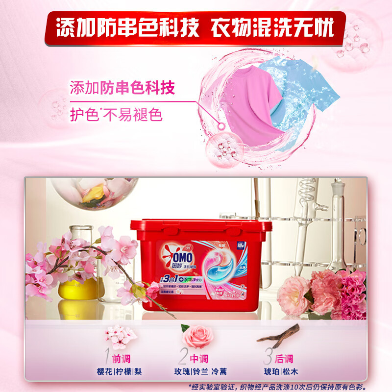 奥妙(OMO)三合一洗衣凝珠54颗(18颗*3盒) 樱花香 浓缩洗衣液持久留香除菌除螨高清大图